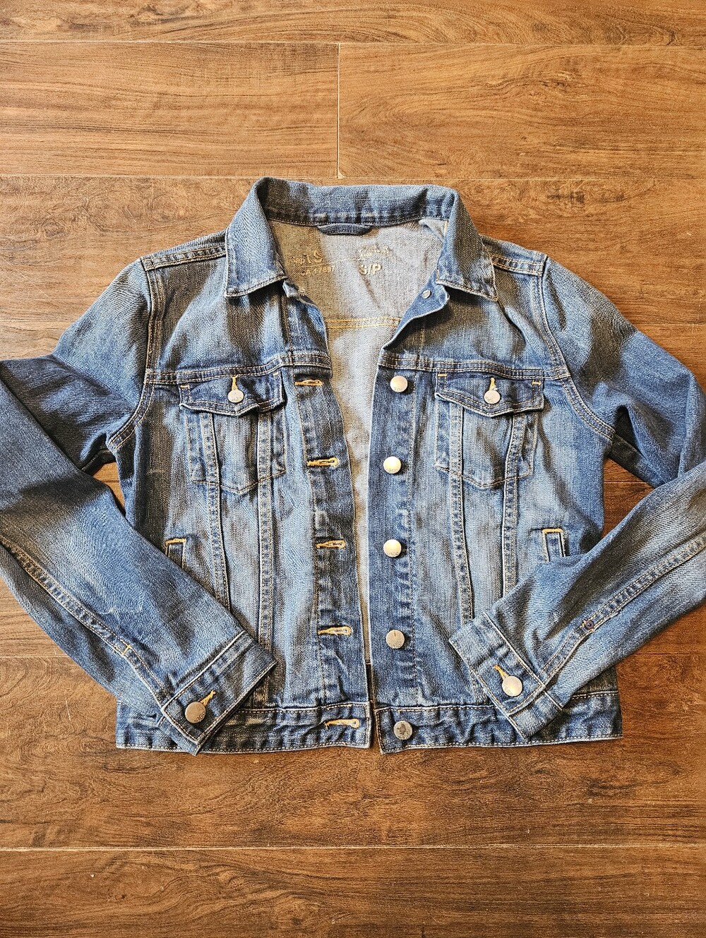 GAP Denim Jean Trucker Jacket Women's Small Short Stretch Blue Washed #J